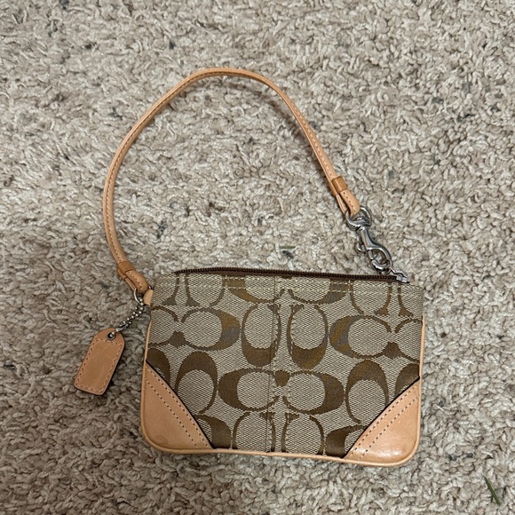 Coach Handbags - Coach Tan and Brown Signature Wristlet